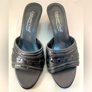 Coldwater Creek Women’s Leather Stitched Wedge, Black, Size 6.5